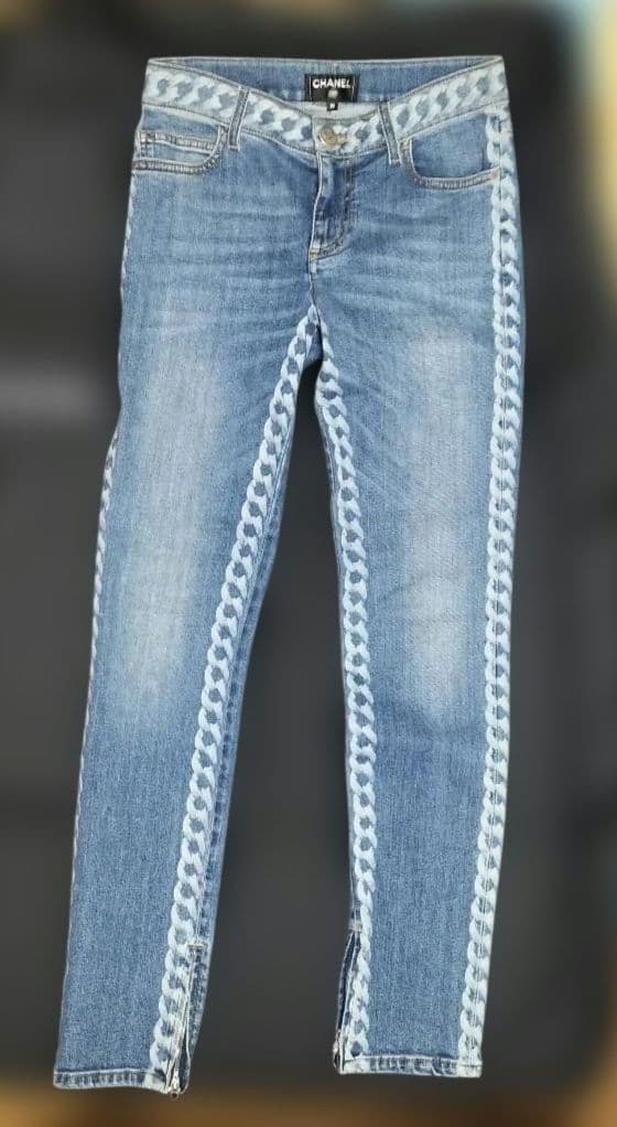 CHANEL 【極美品】チェーンデニムパンツ 36(М)(ハンガー生地タグあり)