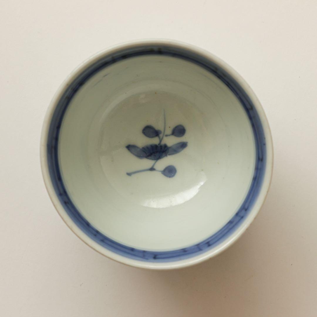 古伊万里　伊万里　江戸　後期　幕末　梅　向付　茶器　煎茶碗　染付　3客セット