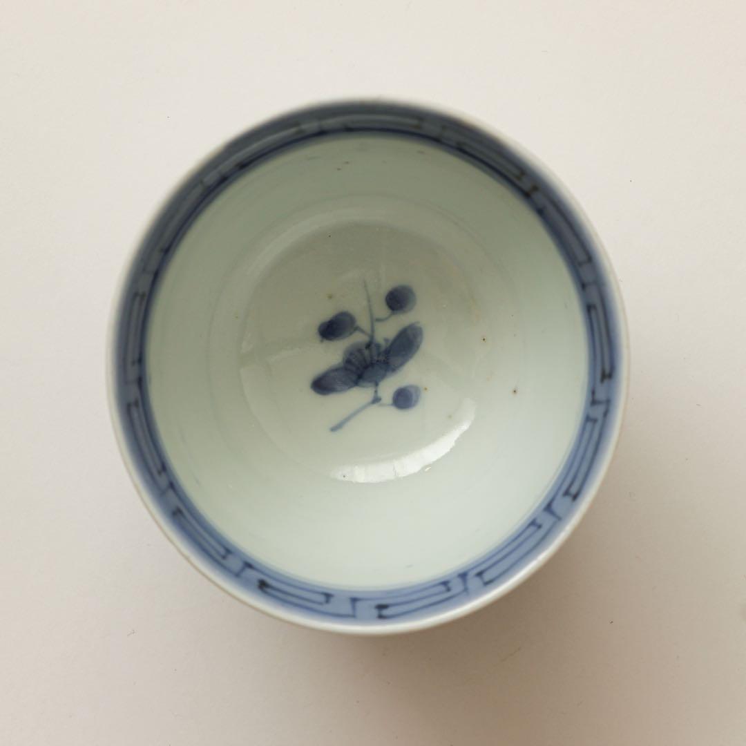 古伊万里　伊万里　江戸　後期　幕末　梅　向付　茶器　煎茶碗　染付　3客セット