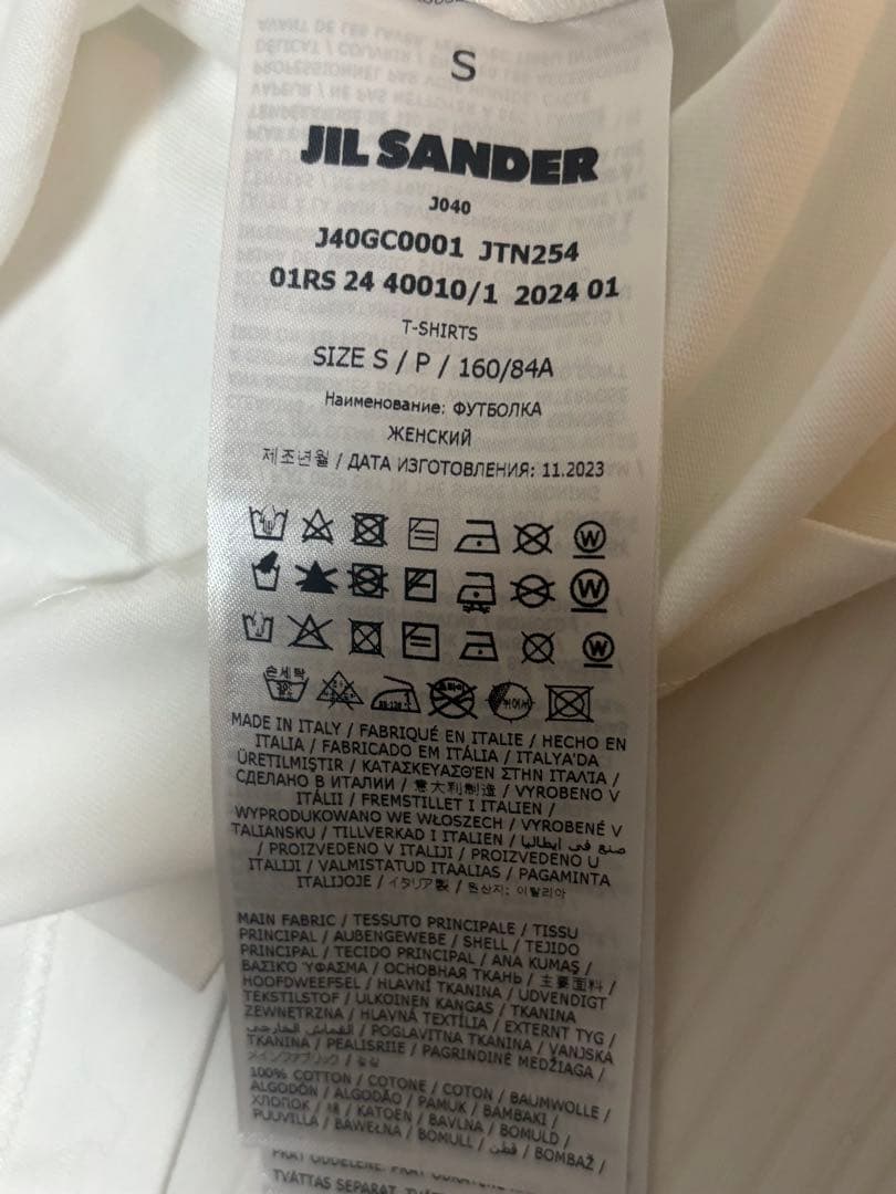 ジルサンダー　レディースTシャツ Sサイズ 100%オーガニックコットン