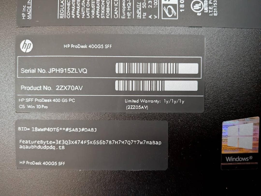 s*n様 HP ProDesk 400 G5 SFF Corei5-8500