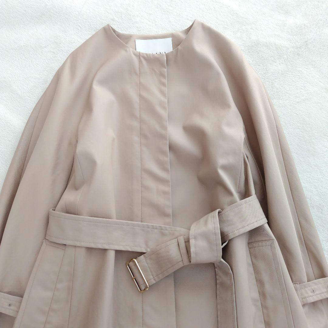 美品✨ANAY 23年 撥水ギャバクルーコート ノーカラー トレンチ 36