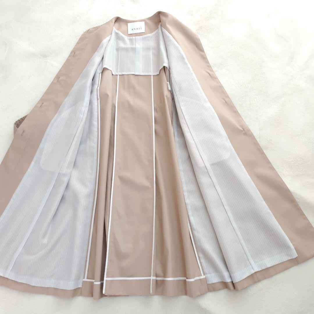 美品✨ANAY 23年 撥水ギャバクルーコート ノーカラー トレンチ 36