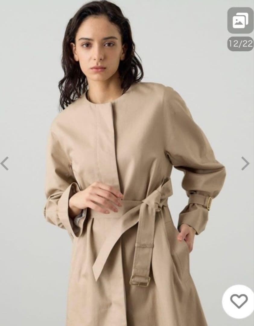 美品✨ANAY 23年 撥水ギャバクルーコート ノーカラー トレンチ 36