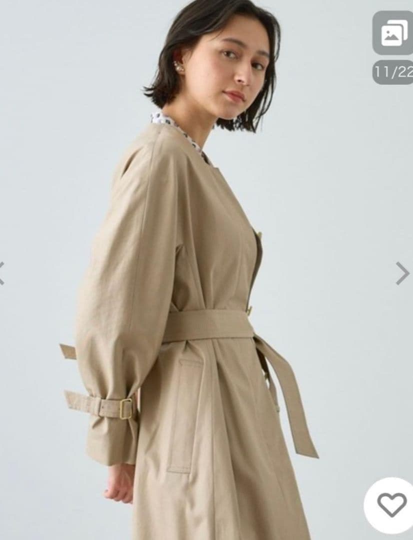 美品✨ANAY 23年 撥水ギャバクルーコート ノーカラー トレンチ 36