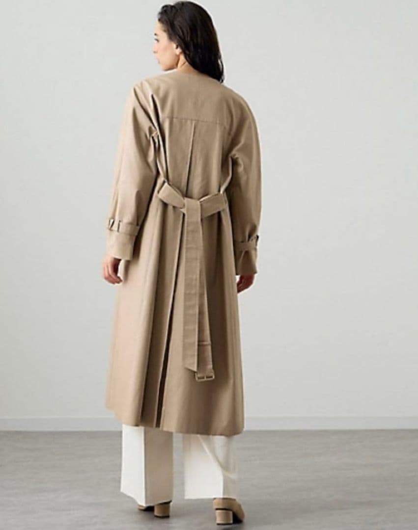 美品✨ANAY 23年 撥水ギャバクルーコート ノーカラー トレンチ 36