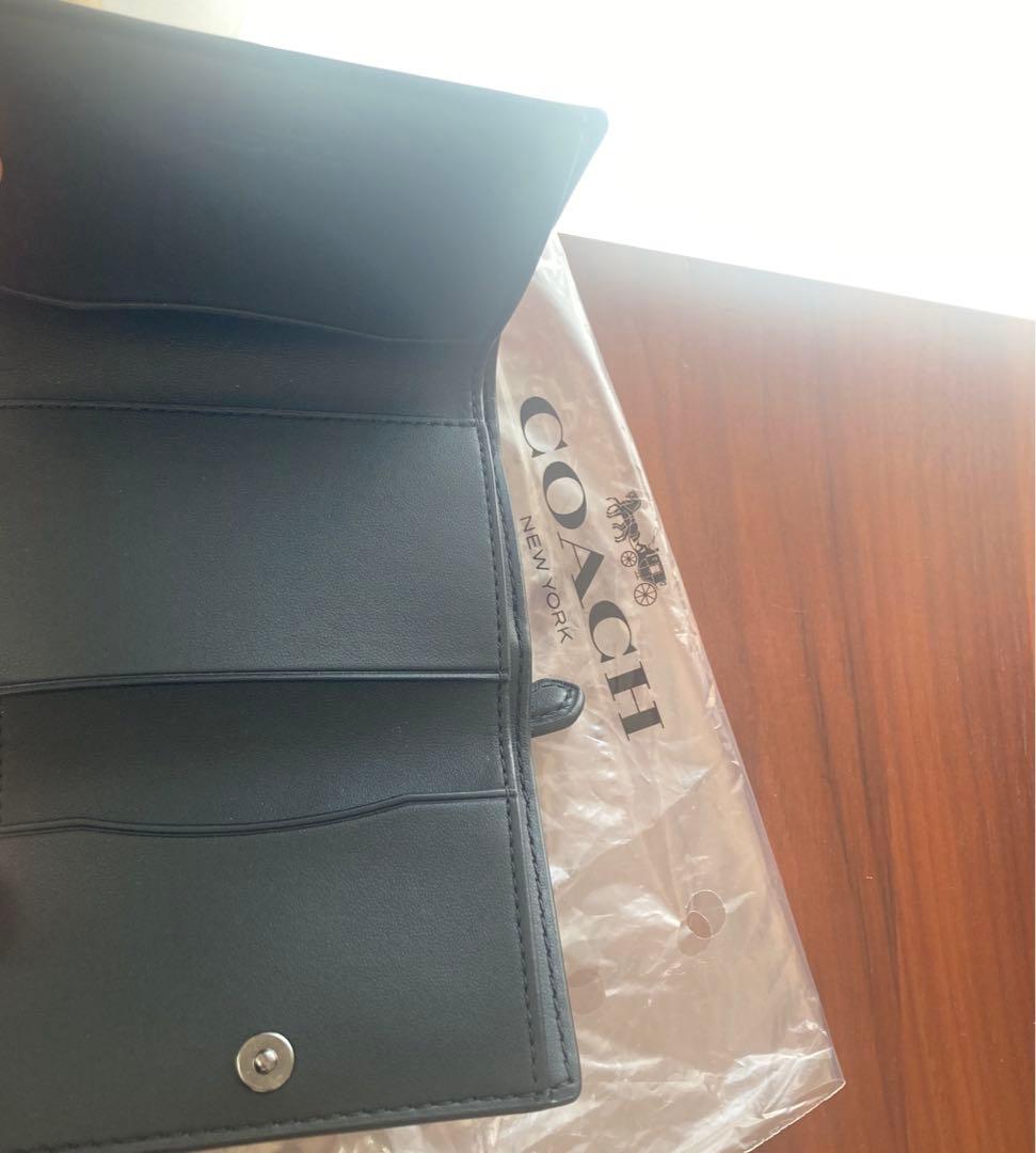 【未使用】COACH ブラック 三つ折り財布 黒 マイクロウォレット