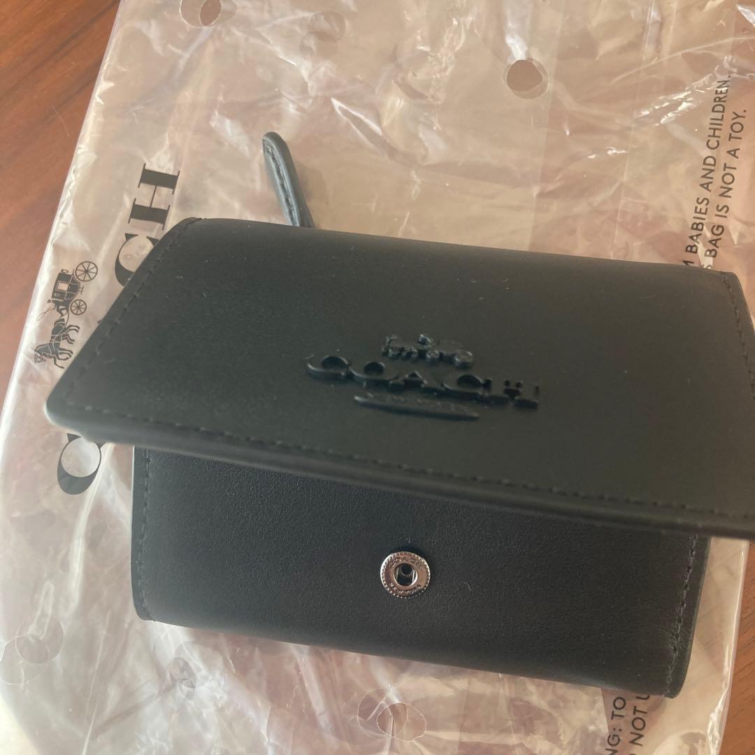 【未使用】COACH ブラック 三つ折り財布 黒 マイクロウォレット