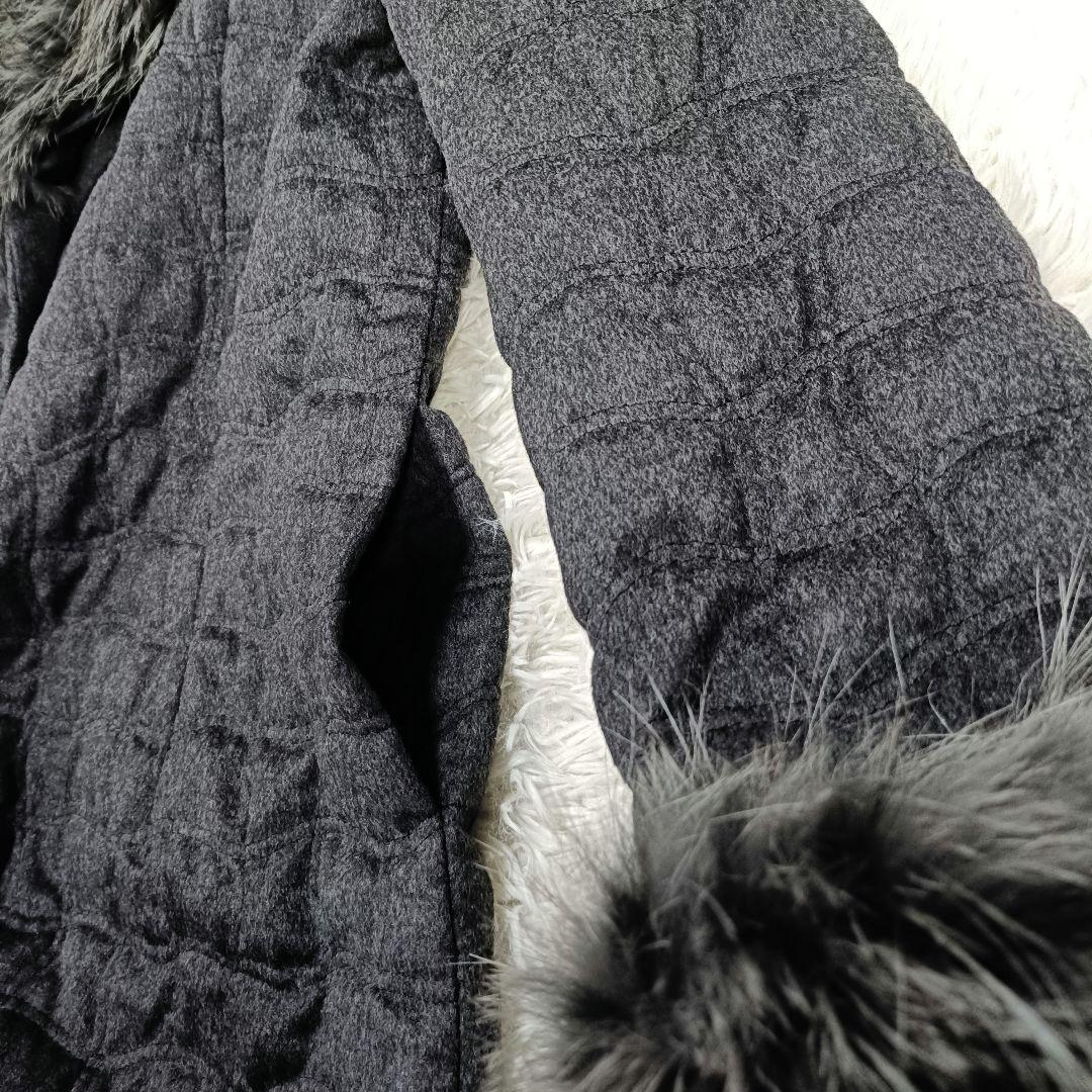 美品♪jun ashida ファー付きキルティングコート ウールカシミヤ