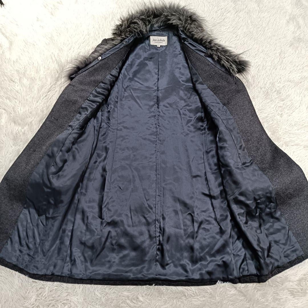 美品♪jun ashida ファー付きキルティングコート ウールカシミヤ