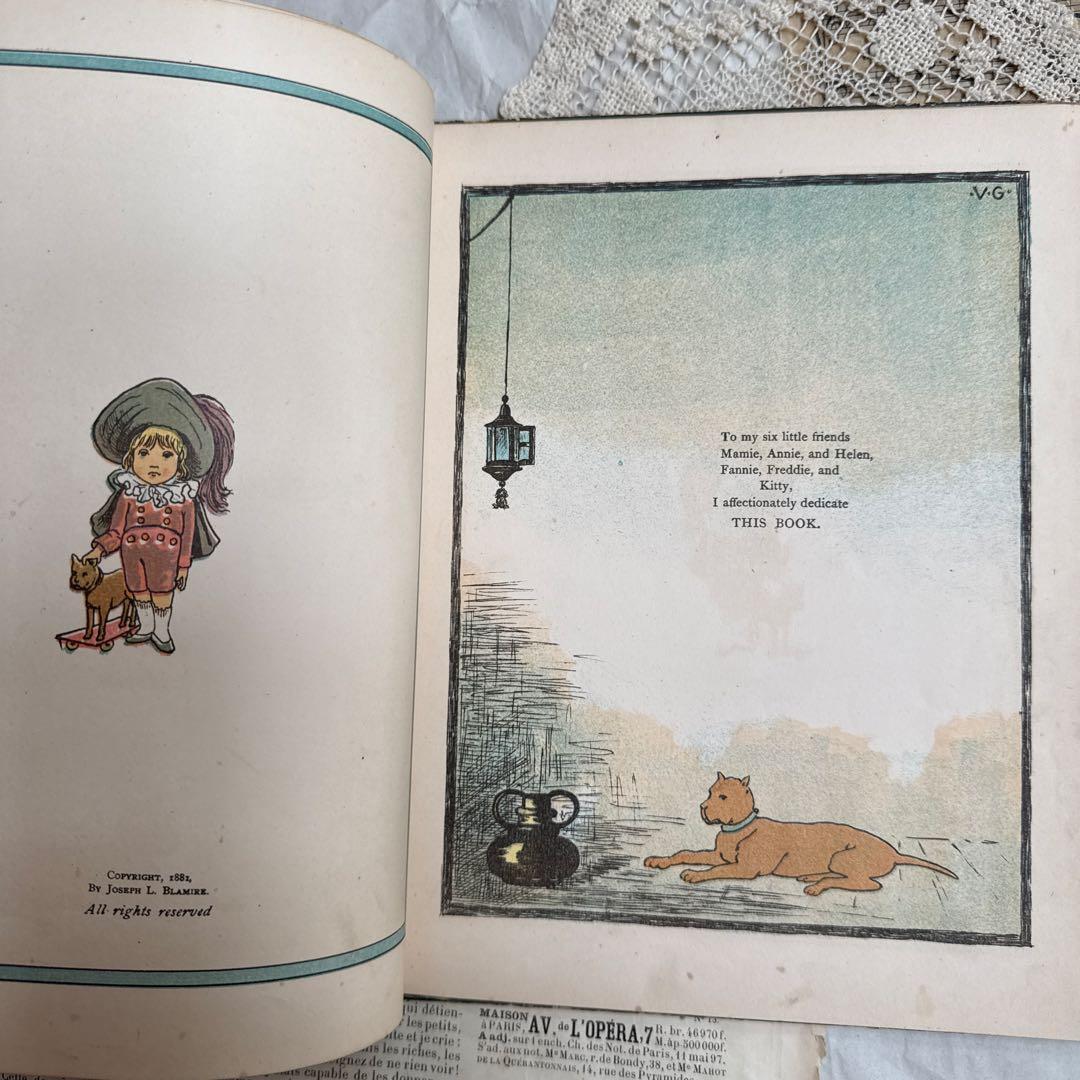 稀少1881年アンティーク美しい挿絵の絵本　洋書　古書ジャンクジャーナル素材にも