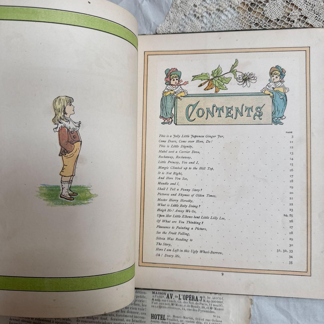 稀少1881年アンティーク美しい挿絵の絵本　洋書　古書ジャンクジャーナル素材にも