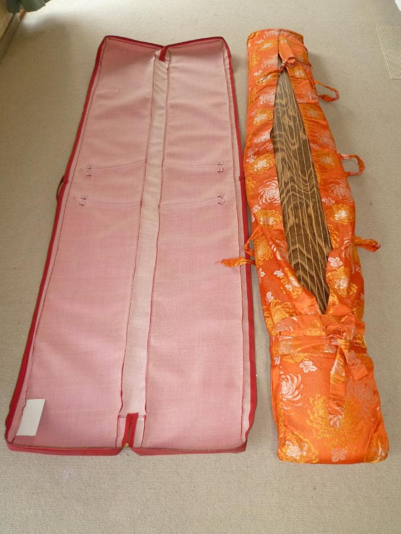 お琴　箏 13弦 オレンジ装飾 和楽器 木製　送料込み