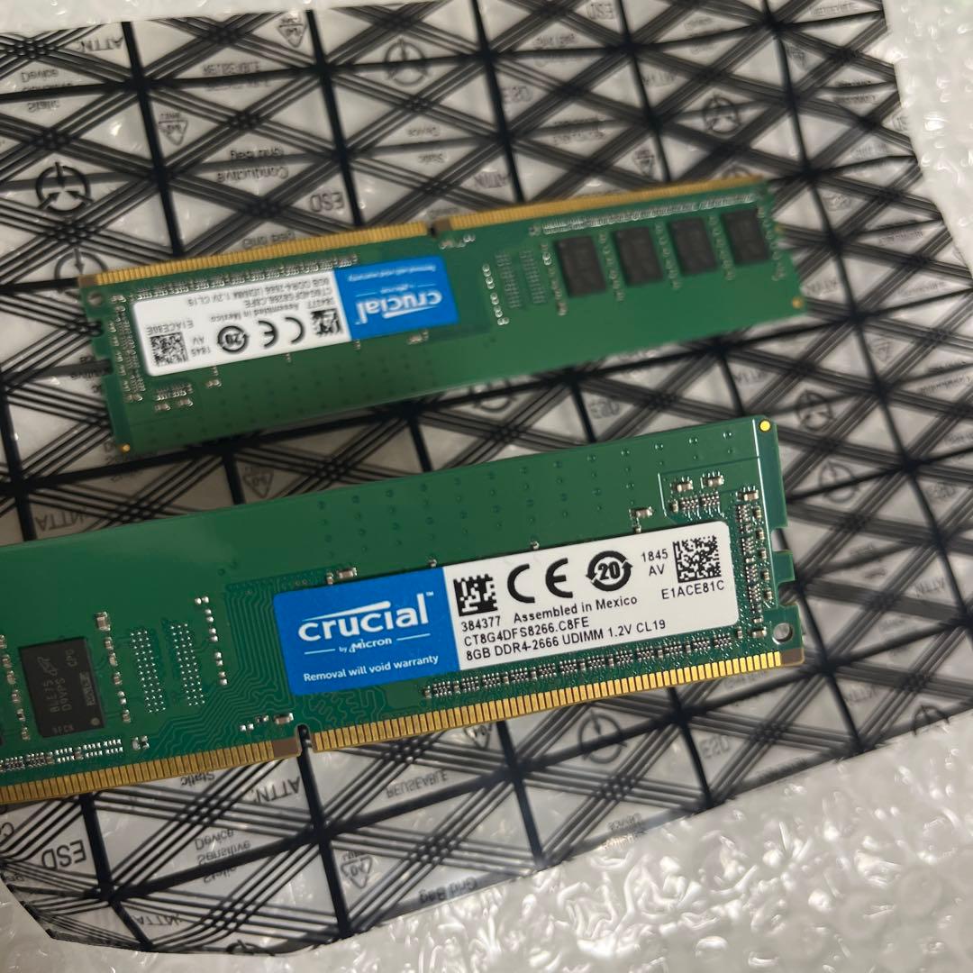 Crucial 8GB DDR4メモリー 2666MHz 2枚 16GB