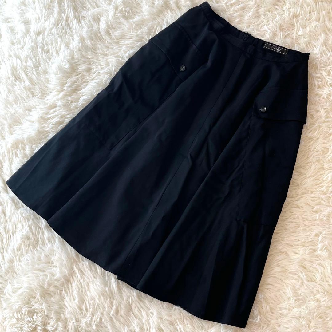 美品✨フォクシー フレアスカート レディサーキュラー 膝丈 2019年 ブラック