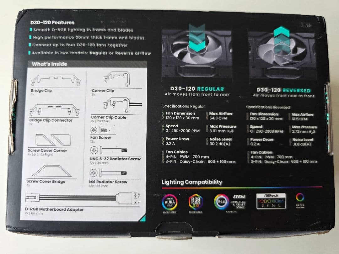 phanteks d30 120mmリバースファン 3個セット