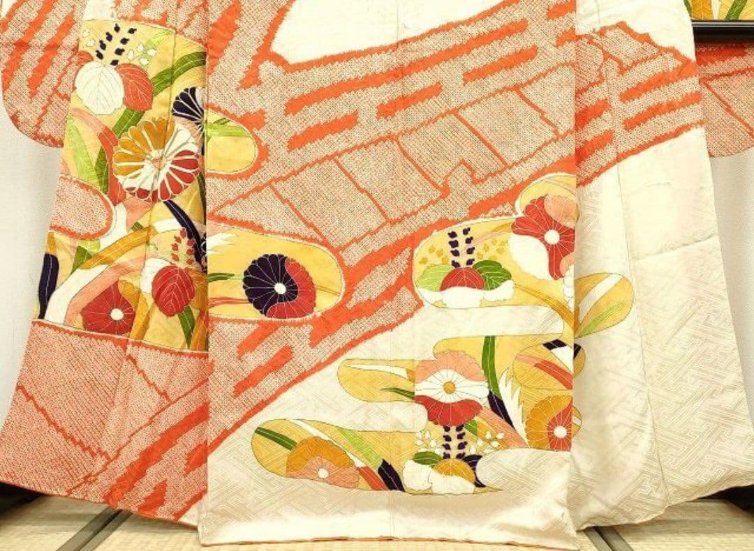 とどたん　豪華振袖 駒刺繍 絞り 渡橋霞花文 絹 逸品 成人式 パーティー