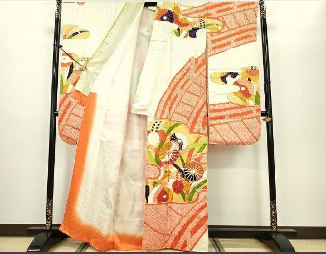 とどたん　豪華振袖 駒刺繍 絞り 渡橋霞花文 絹 逸品 成人式 パーティー