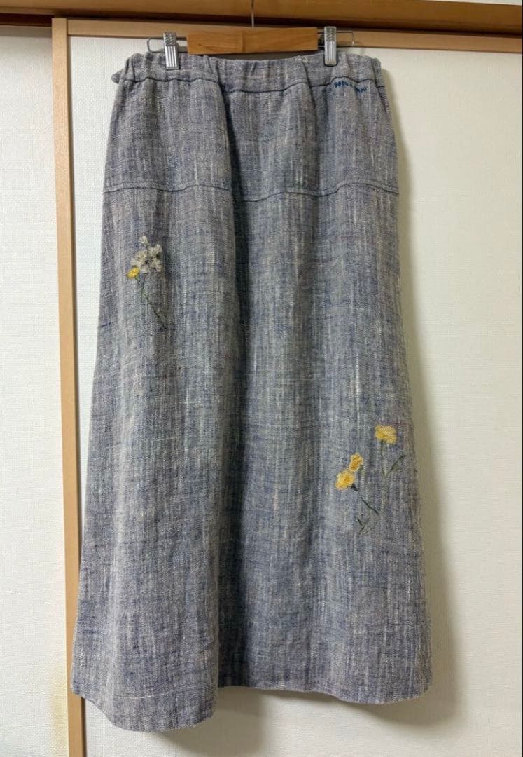 45R ★貴重★パトアシュ リネン刺繍のスカート バッグ＆コサージュ付き♪