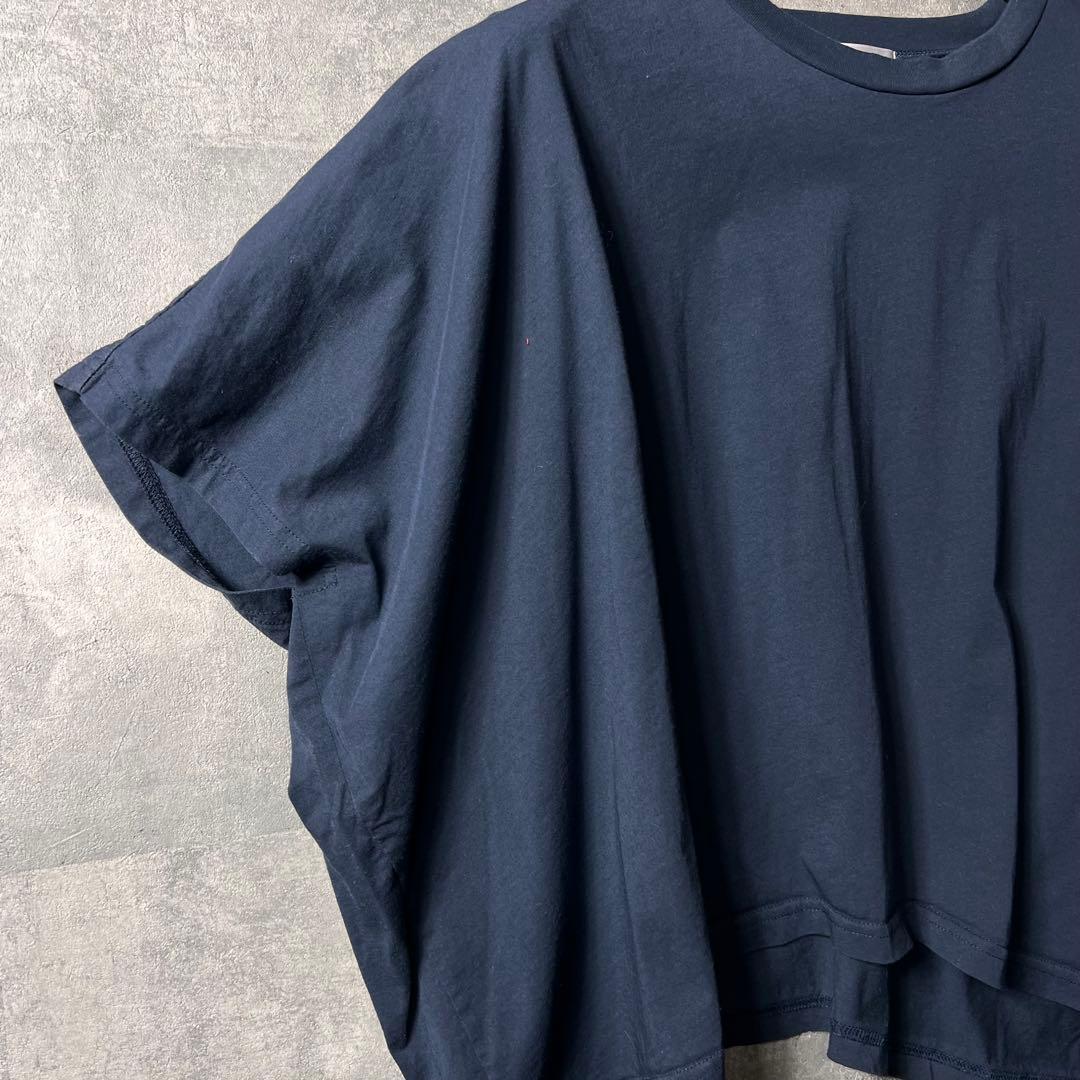 人気❤️CODURE アシンメトリーフリルスリーブカットソー　ネイビー