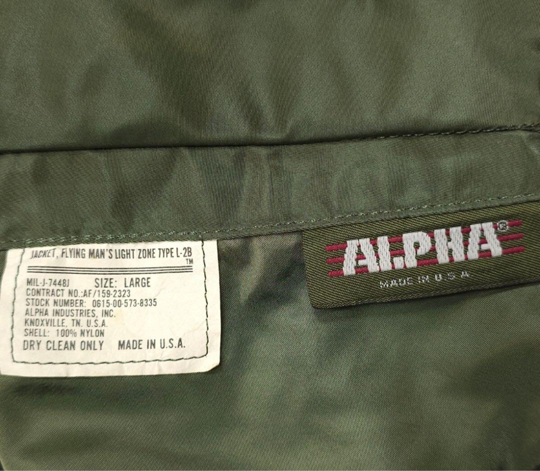USAアメリカ製ALPHAアルファL-2Bフライトジャケット旧タグ