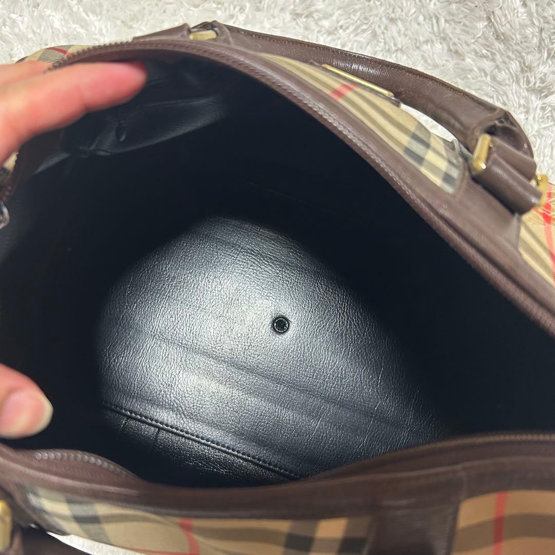 BURBERRY　バーバリー　ノバチェック　ハンドバッグ　ミニボストン　レザー