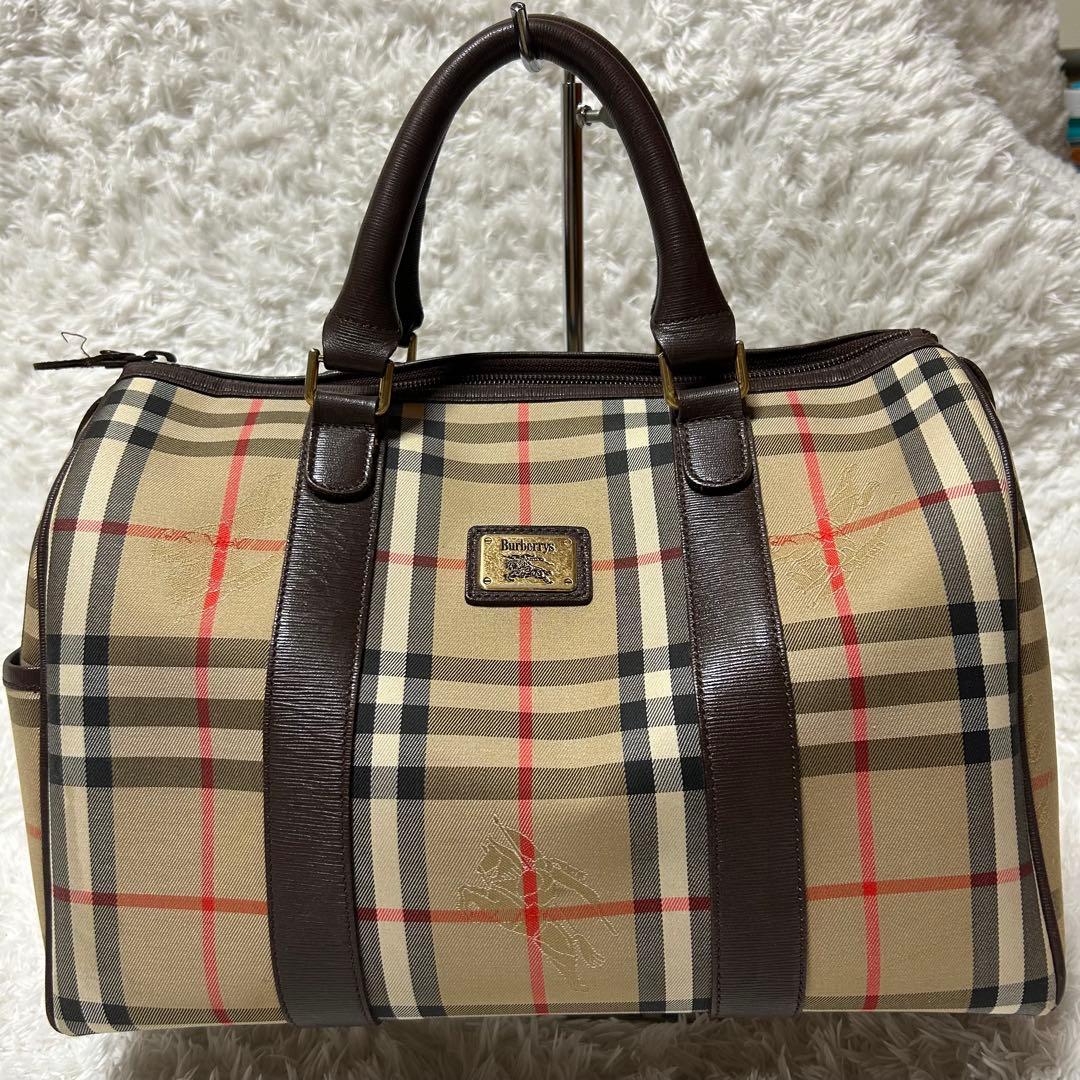 BURBERRY　バーバリー　ノバチェック　ハンドバッグ　ミニボストン　レザー