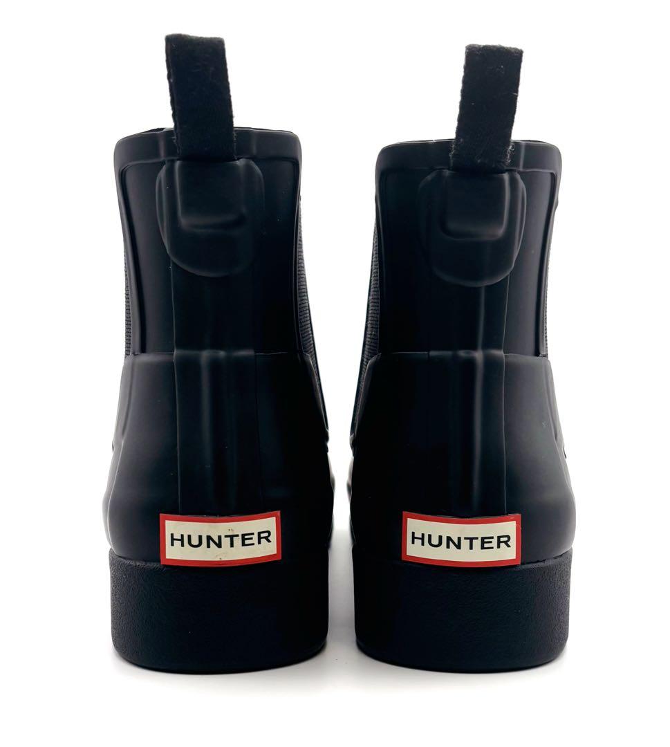 超美品☆HUNTER ショートレインブーツ サイドゴア ブラック 23cm