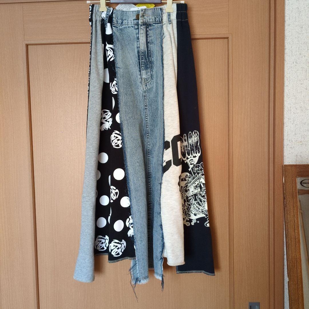 スカラー切り替えデニムスカート