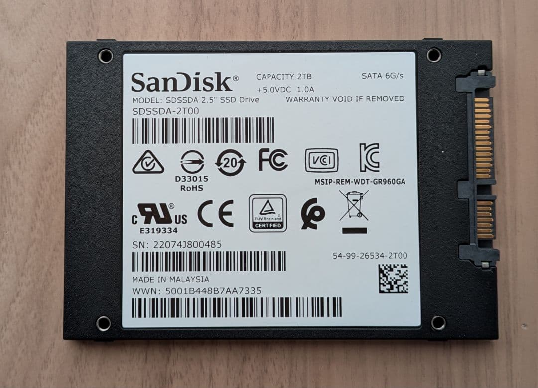SanDisk SSD PLUS 2TB（CDI結果付き）