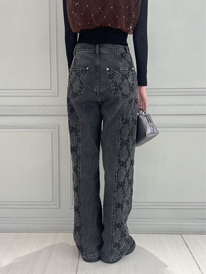パンツ FETICO FLOWER EMBROIDERED WIDE JEANS 2
