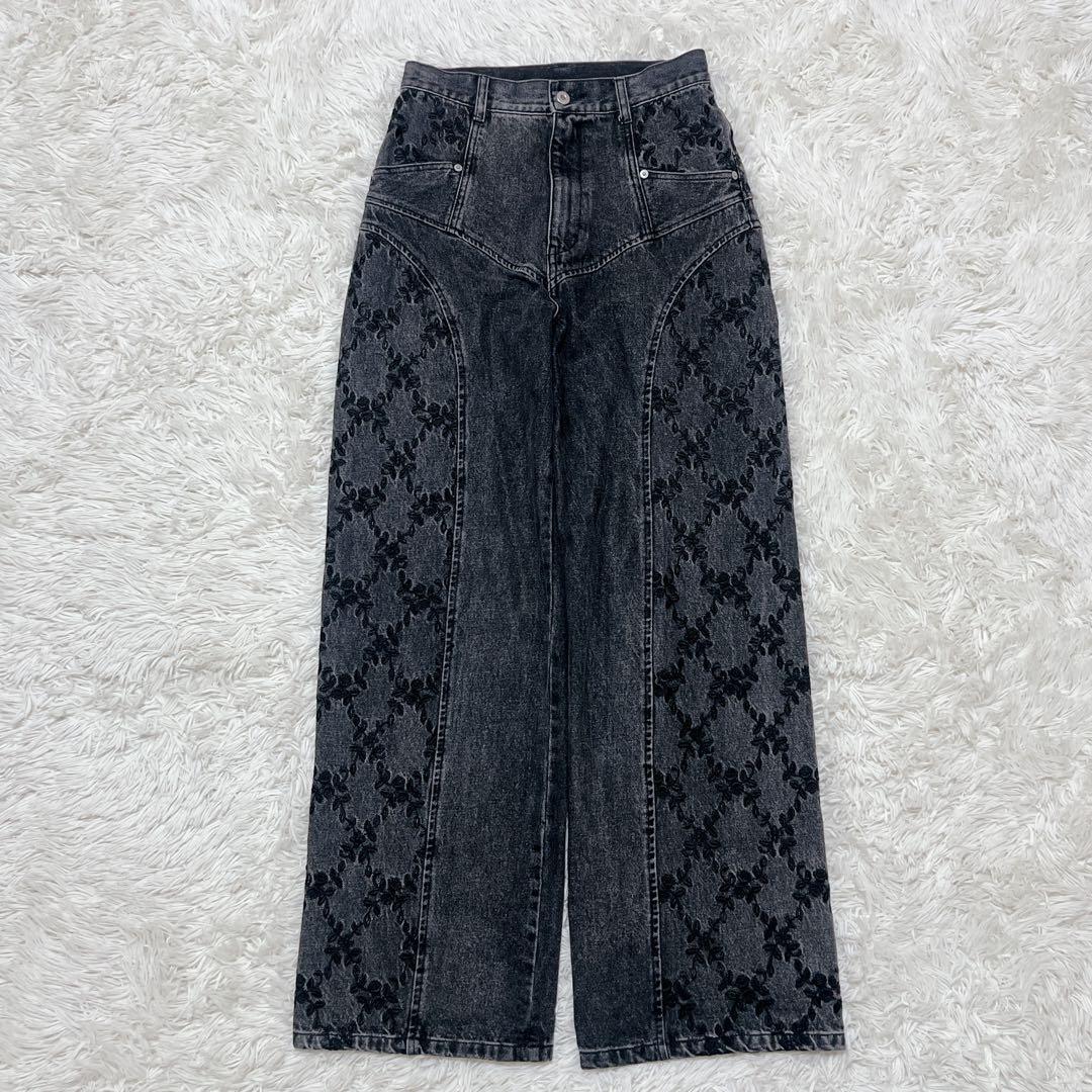 パンツ FETICO FLOWER EMBROIDERED WIDE JEANS 2