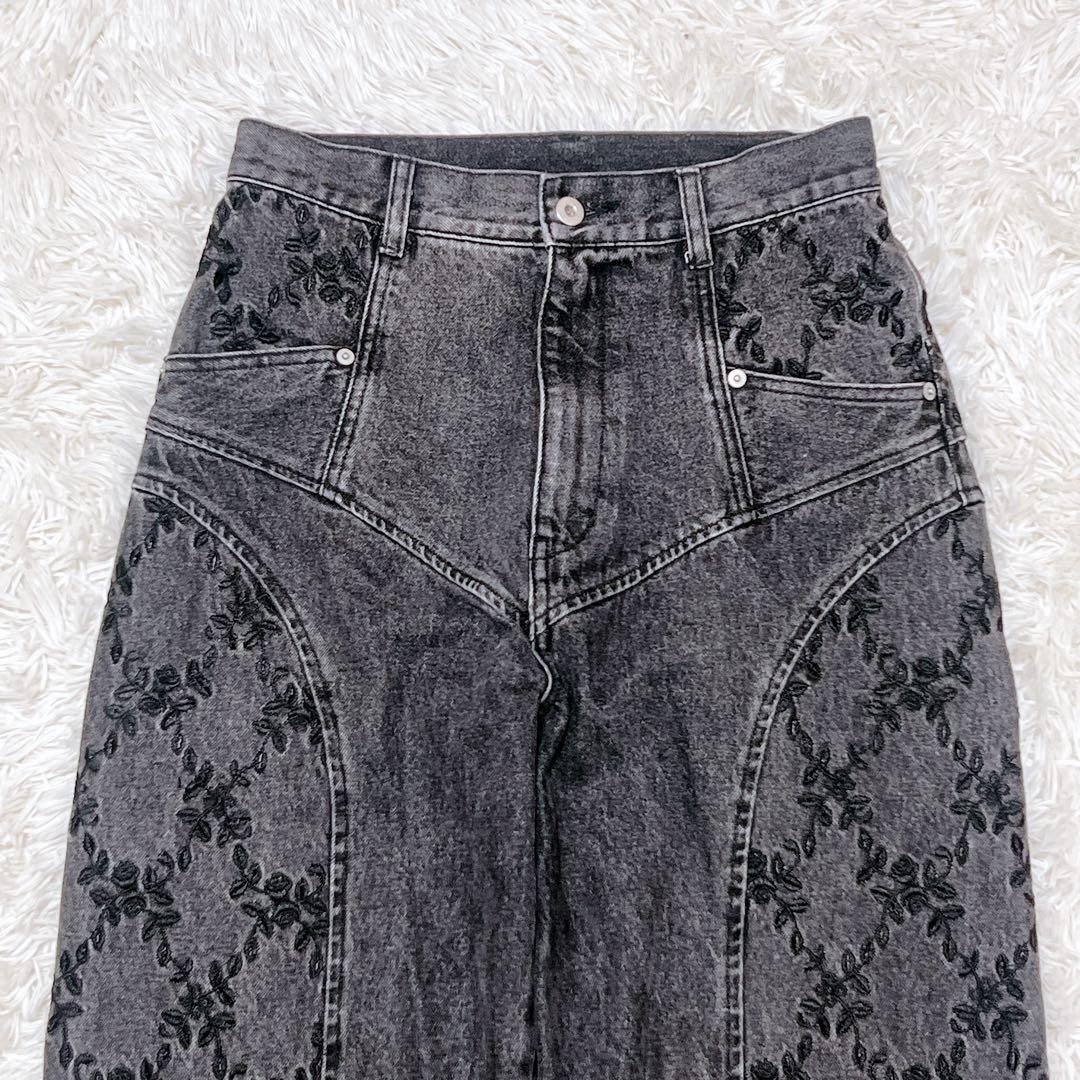 パンツ FETICO FLOWER EMBROIDERED WIDE JEANS 2