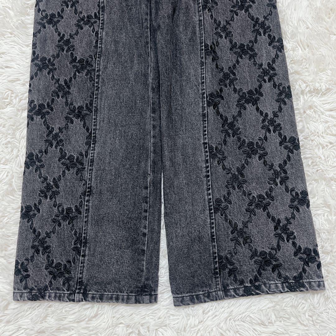 パンツ FETICO FLOWER EMBROIDERED WIDE JEANS 2