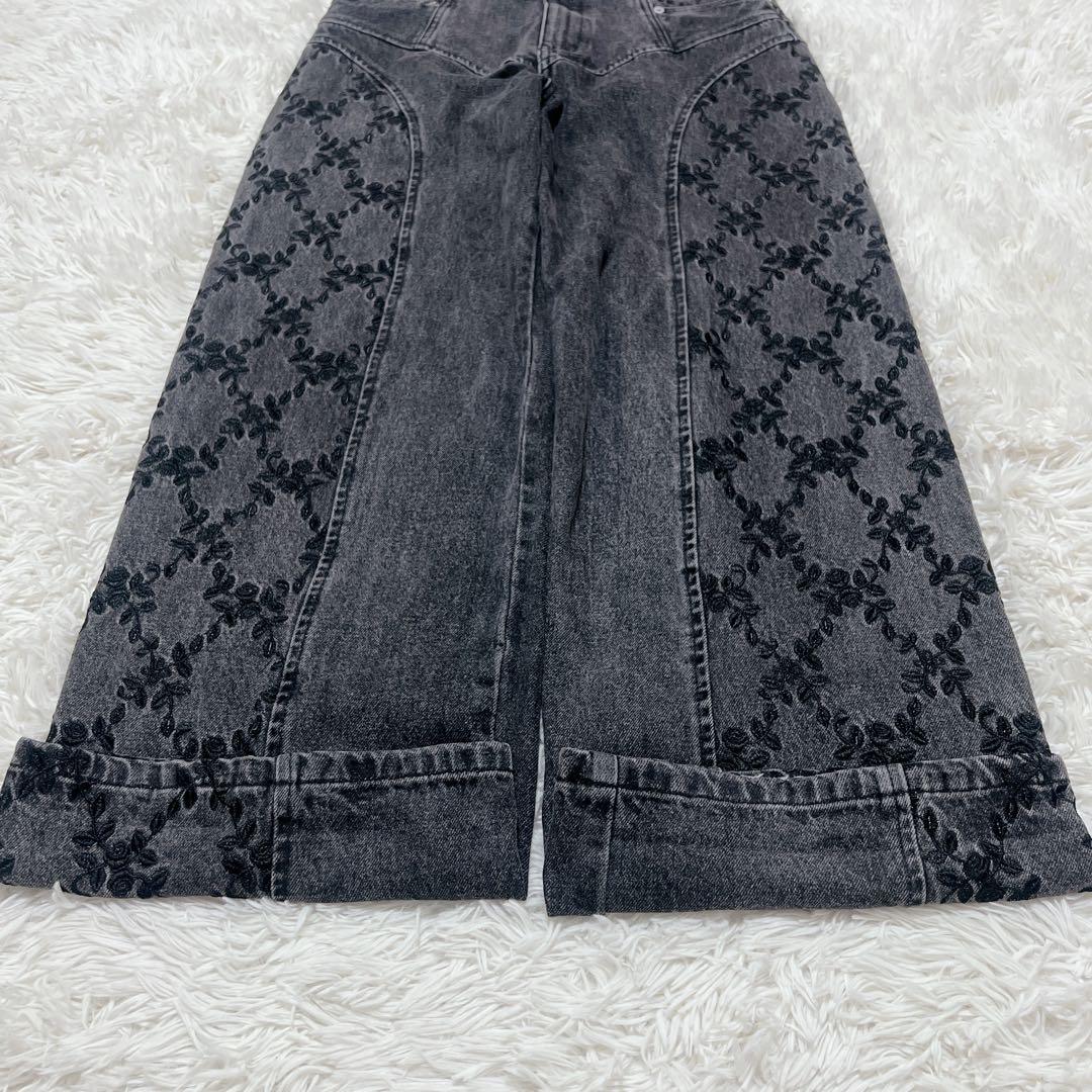 パンツ FETICO FLOWER EMBROIDERED WIDE JEANS 2
