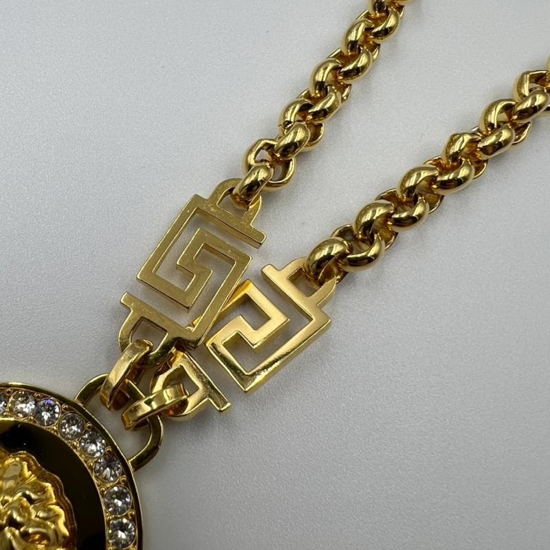美品 VERSACE ネックレス メデューサ ラインストーン グレカ