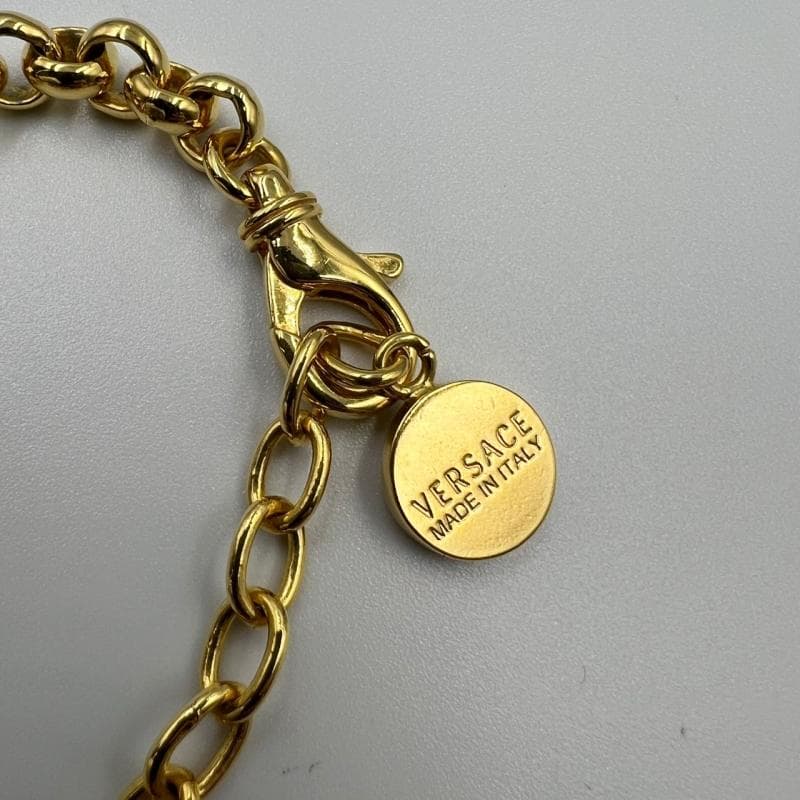 美品 VERSACE ネックレス メデューサ ラインストーン グレカ