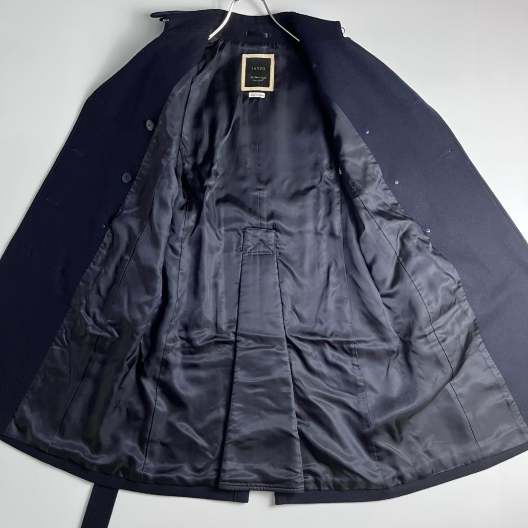 美品　SANYO COAT　サンヨー　ウール　トレンチコート　ネイビー　38