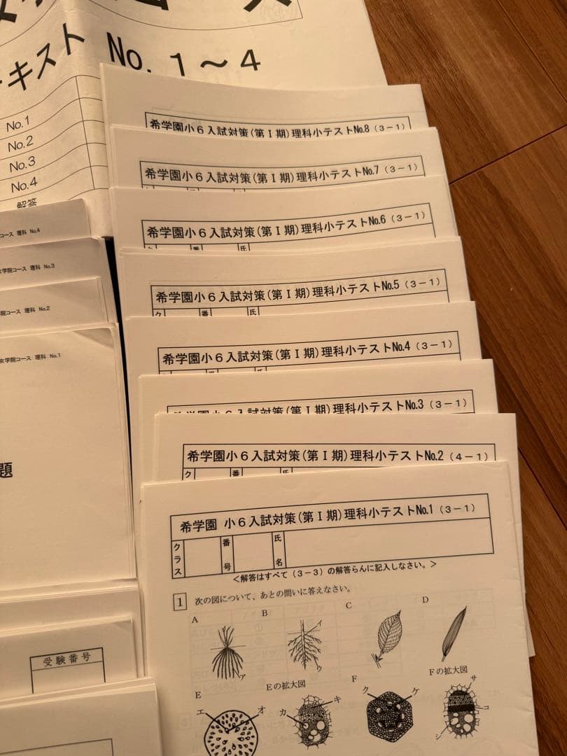 希学園　神戸女学院 小6 冬休み実施理科　入試対策講座テキストなど