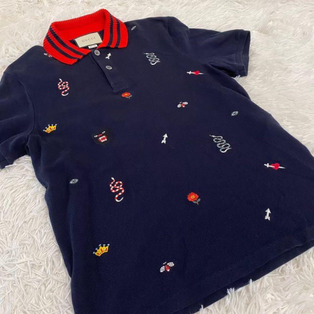 GUCCI グッチ　ポロシャツ　刺繍　現行タグ