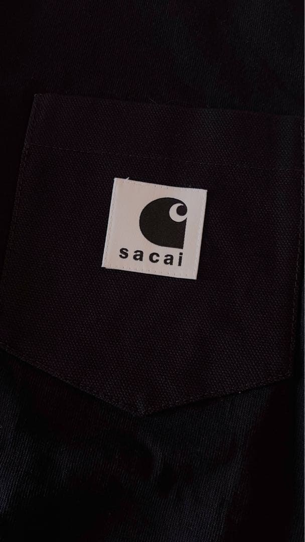 sacai carhartt コラボ　Tシャツ　ブラック　サイズ0