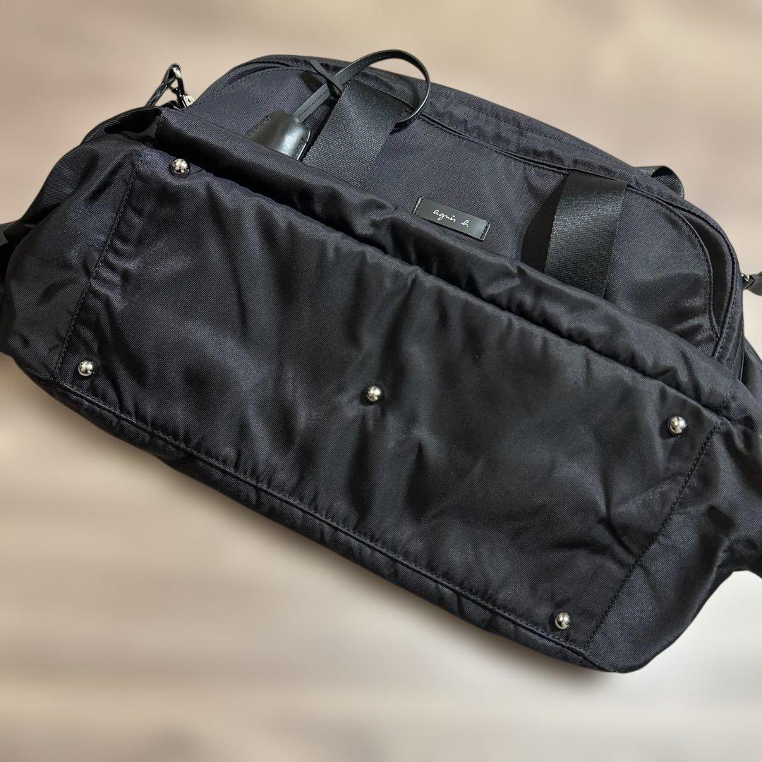美品【agnesb.】2way ボストン ショルダーバッグ　ブラック 南京錠鍵付