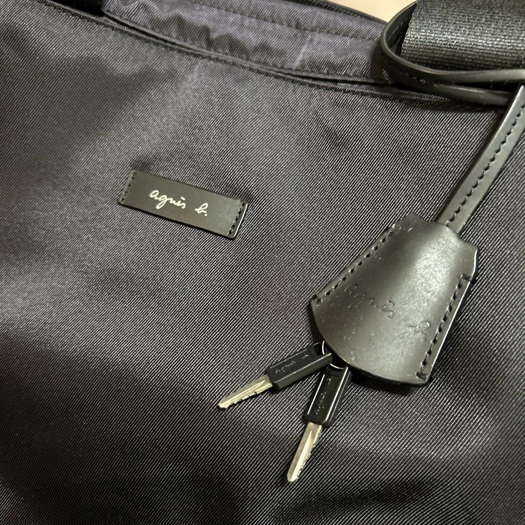 美品【agnesb.】2way ボストン ショルダーバッグ　ブラック 南京錠鍵付