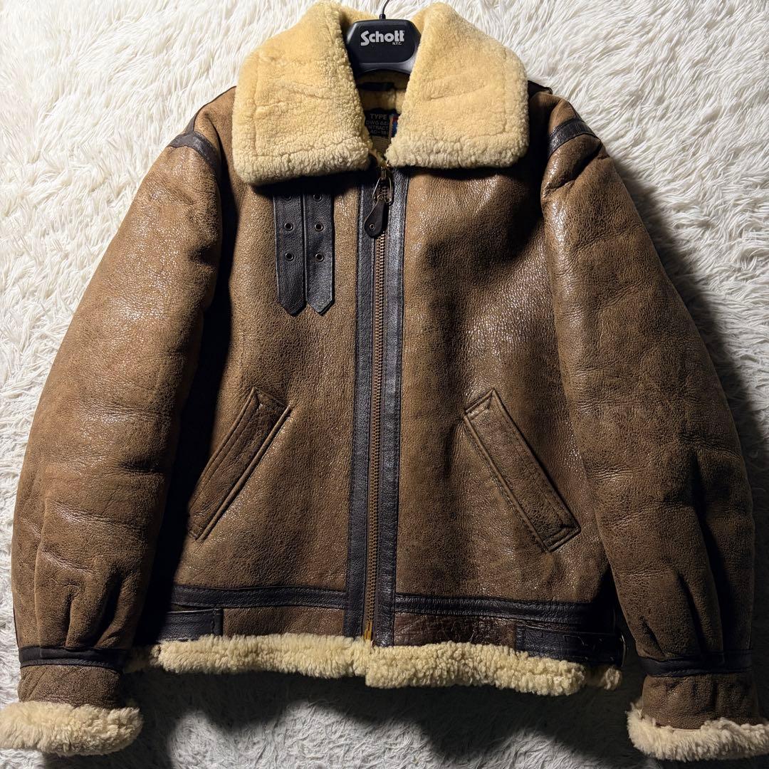 【米国製】schott フライトジャケット　B-3 羊革　ムートン　ボア　40