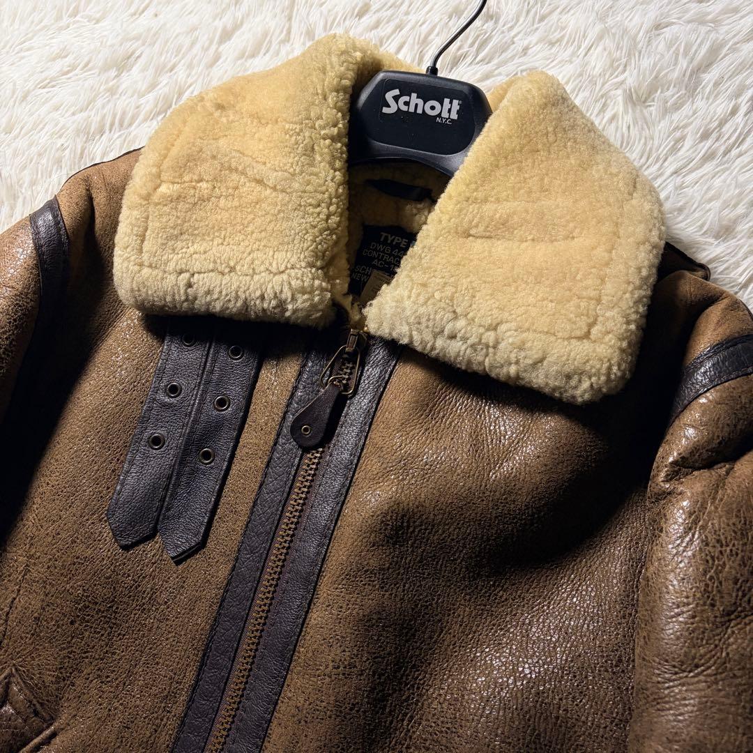 【米国製】schott フライトジャケット　B-3 羊革　ムートン　ボア　40