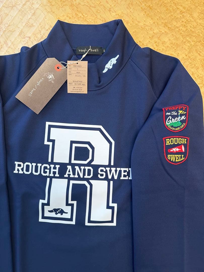 新品正規品 ROUGH AND SWELL ネイビー L 長袖モックネックシャツ