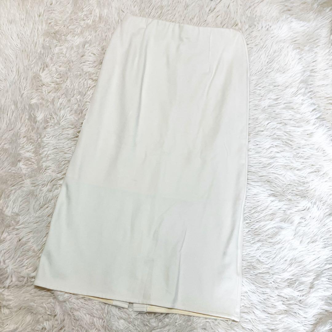 【美品】SOÉJU ダブルジャージーペンシルスカート　白　L