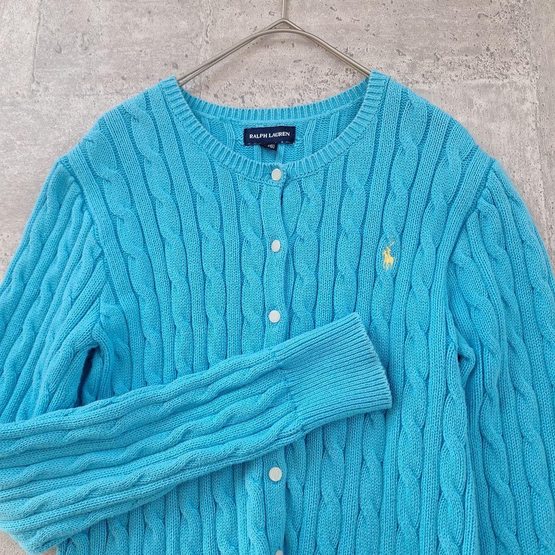 ラルフローレン コットン カーディガン ケーブル ペプラム 160cm M