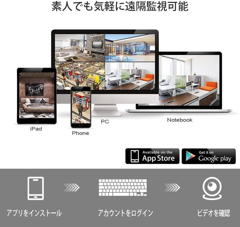 【Bランク】モニター付き 1TBHDD内蔵NVR 500万画素カメラ4台セット