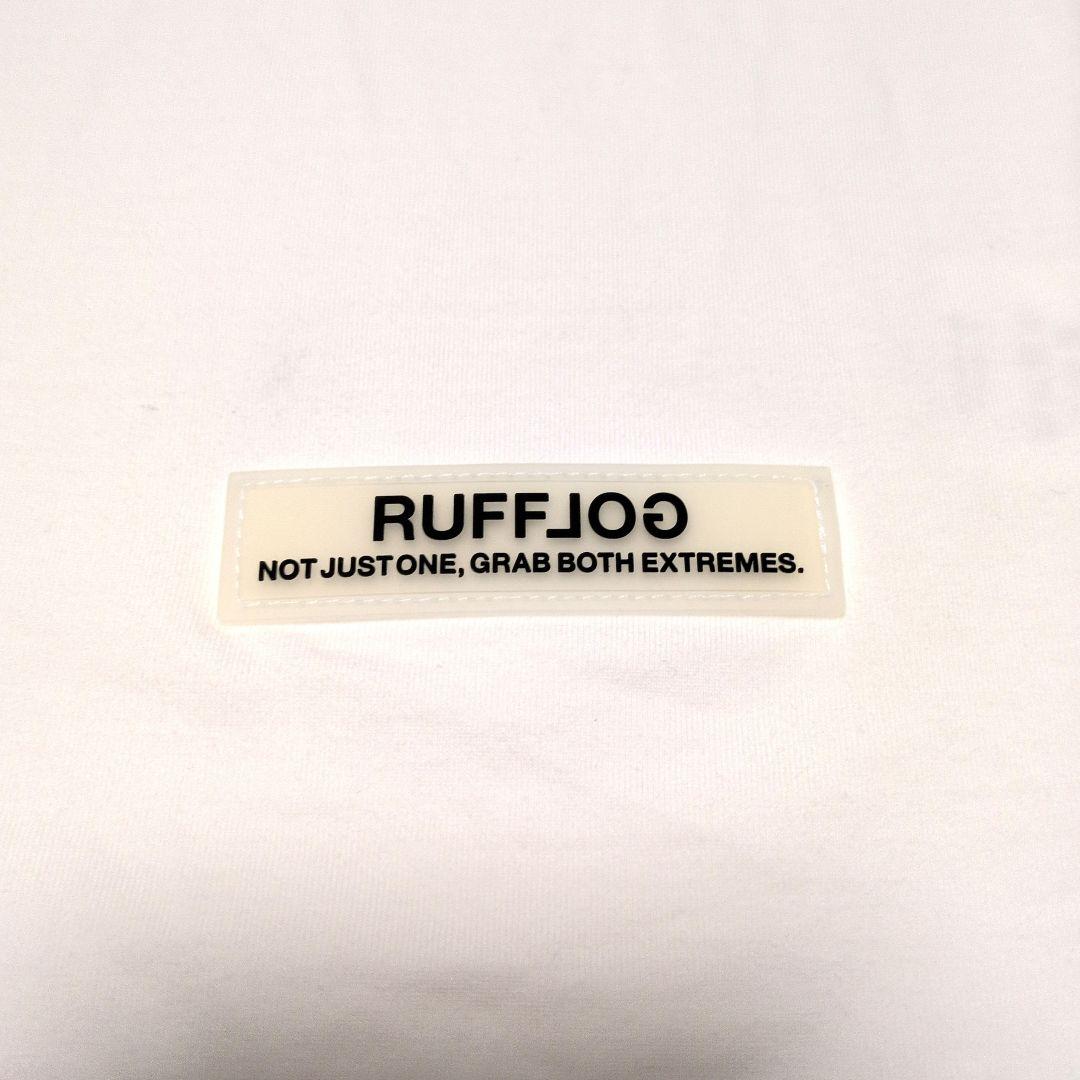 RUFFLOG ラフロッグ モックネックシャツ L デカロゴ 半袖 ホワイト